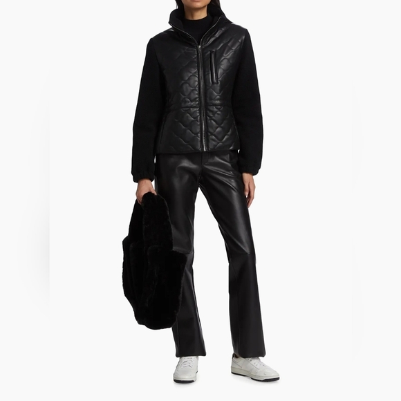 LAMARQUE's Lanie Mixed Media Quilted Jacket Black Size Small - Picture 4 of 9